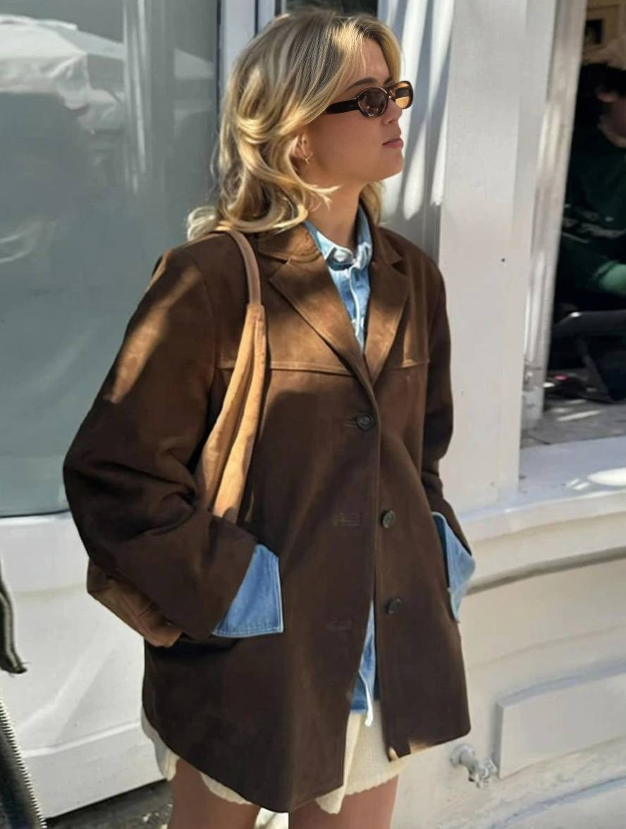 Dames Blazer Suédine Enkelrijig