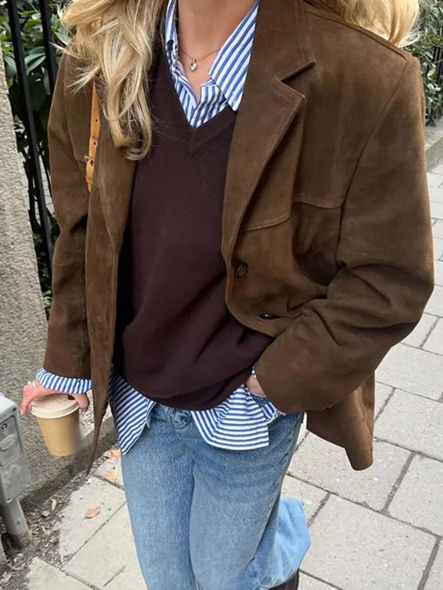 Dames Blazer Suédine Enkelrijig