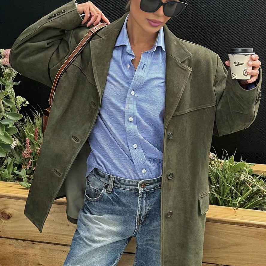 Dames Blazer Suédine Enkelrijig