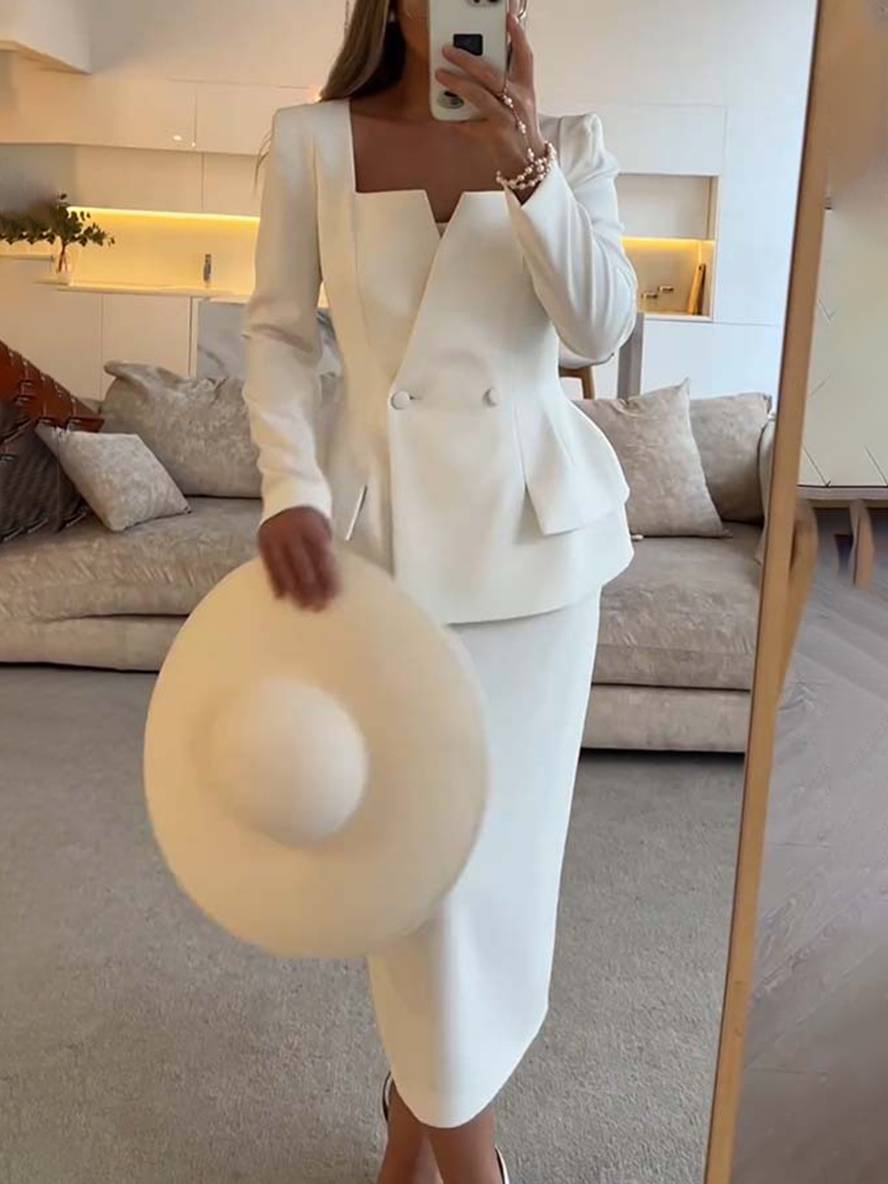 Blazer Rok Set Dames Tweedelig