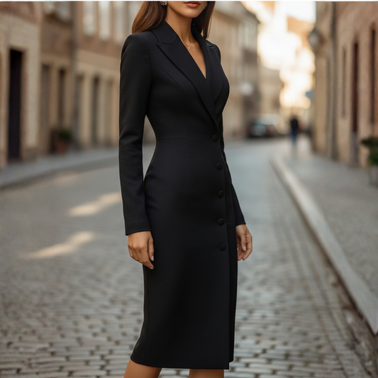 Damen Langarm Kleid elegant midi