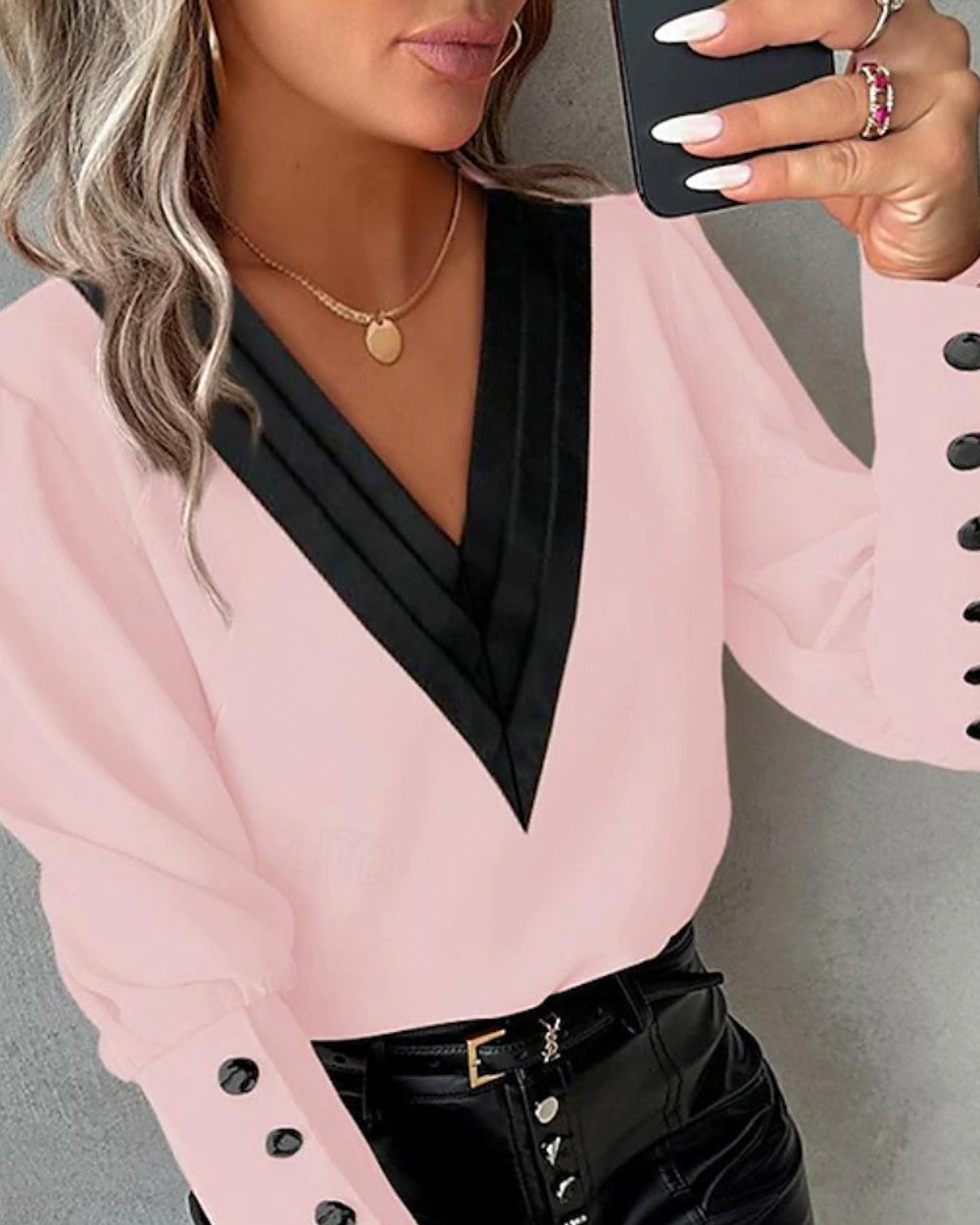 Lena Bluse Langarm V-Ausschnitt Damen
