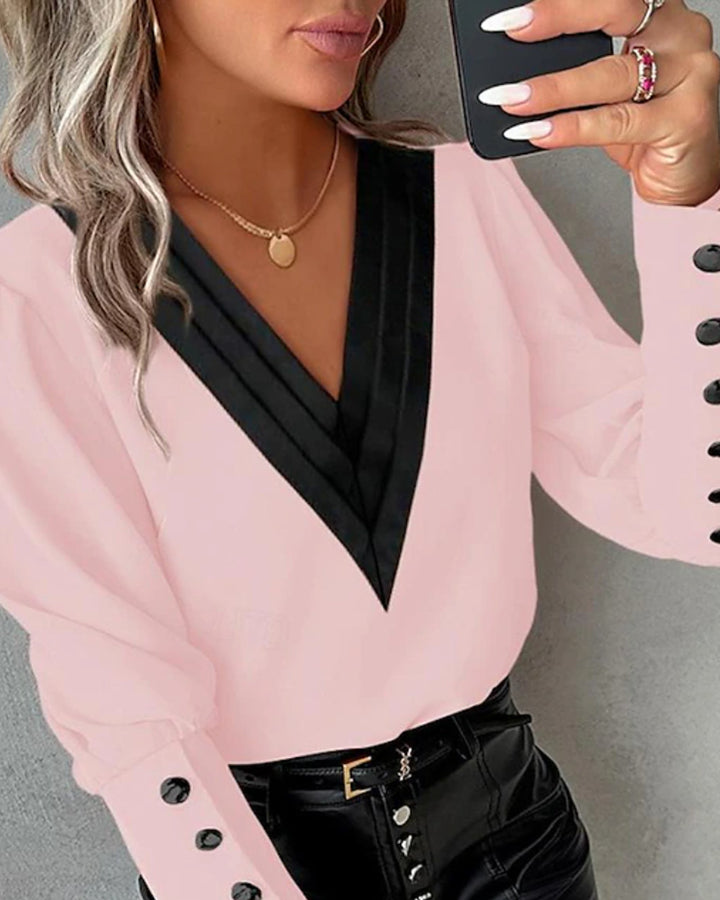 Lena Bluse Langarm V-Ausschnitt Damen