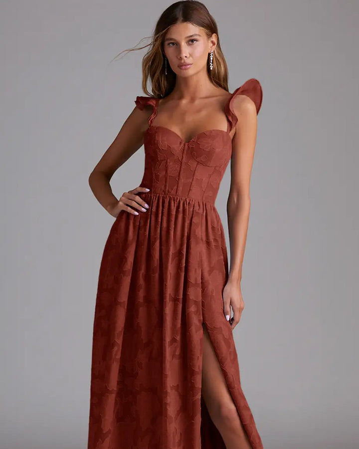 Denisse Terrakotta Brautjungfernkleid