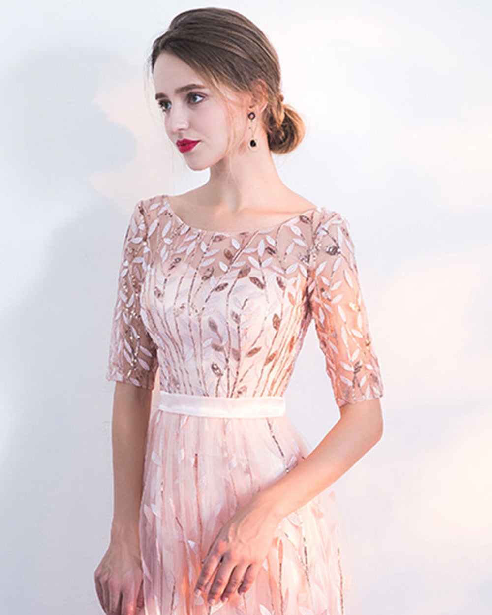 Nina Langes Abendkleid Rundhals Damen