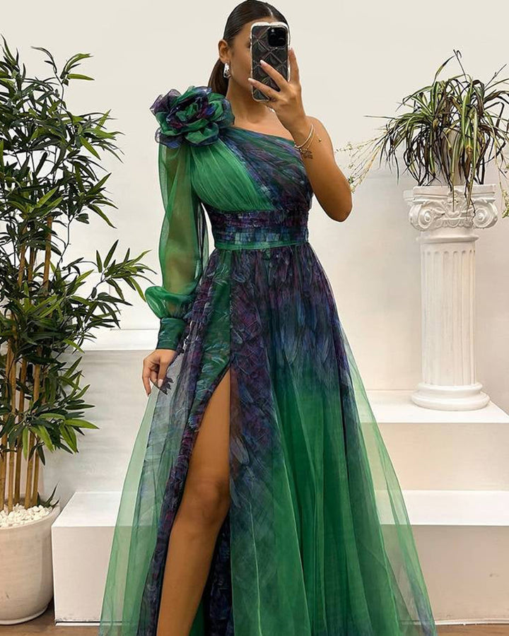Lena Langes Abendkleid Blumenmuster Tüll