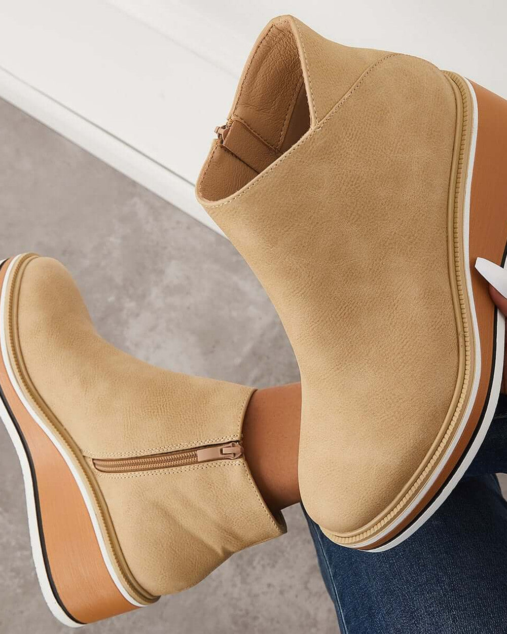 Lena Keilabsatz Stiefeletten Reißverschluss