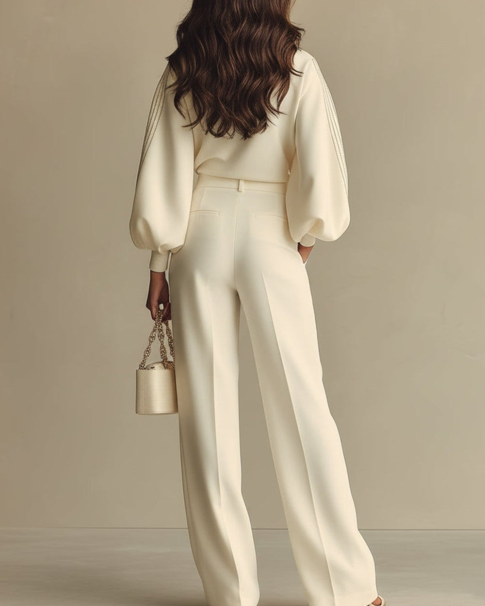 Lena Geripptes Oberteil Weite Hose Set