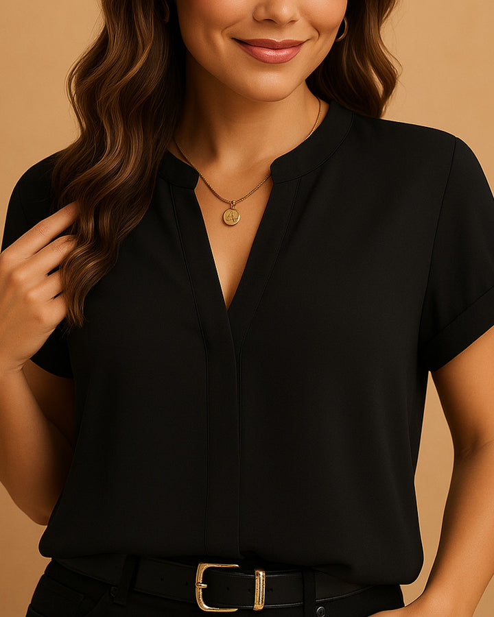 Clara Chiffon Bluse Damen V-Ausschnitt