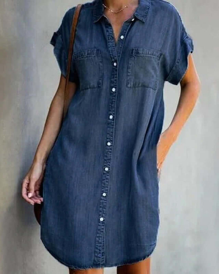 Malou Jeanskleid Damen Denim Kurzarm