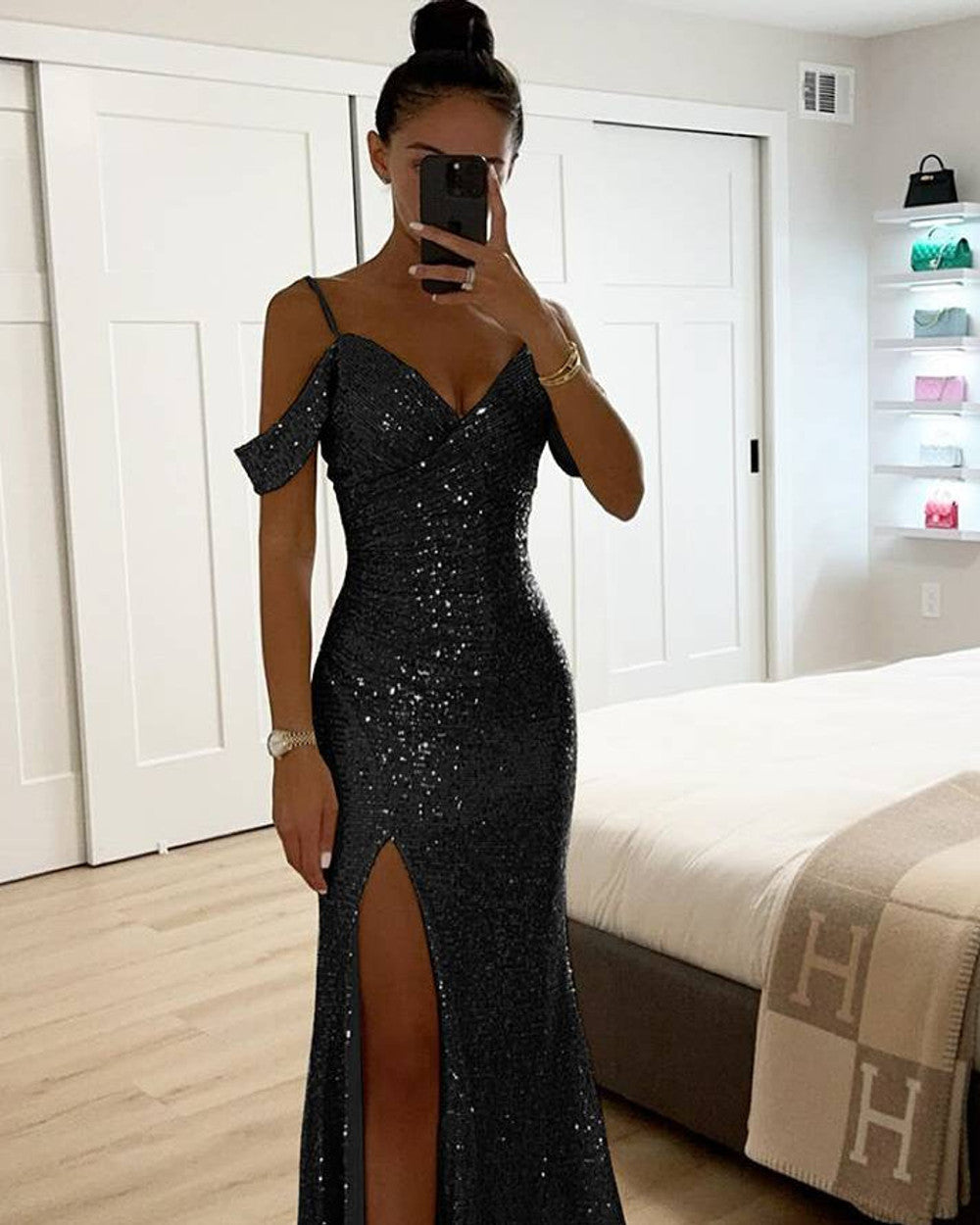 Lena Langes Abendkleid Paillettenglanz