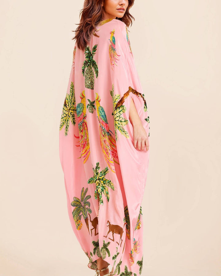 Emma Schulterfreies Palmen Strandkleid