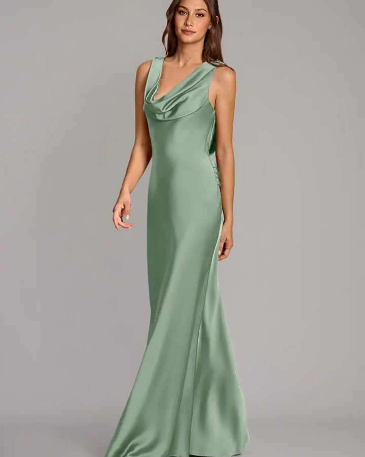 Cheryl Meerjungfrau Stretchsatin Abendkleid