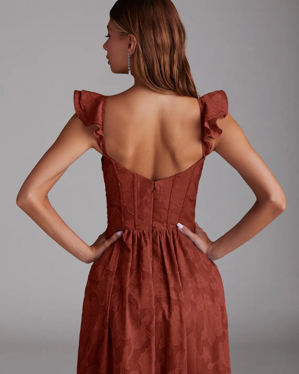 Denisse Terrakotta Brautjungfernkleid