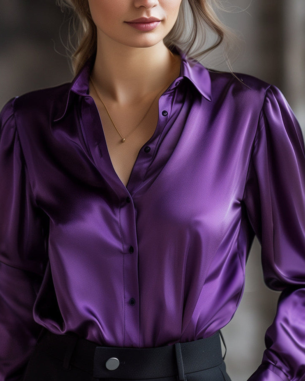 Lena Satin Bluse Langarm