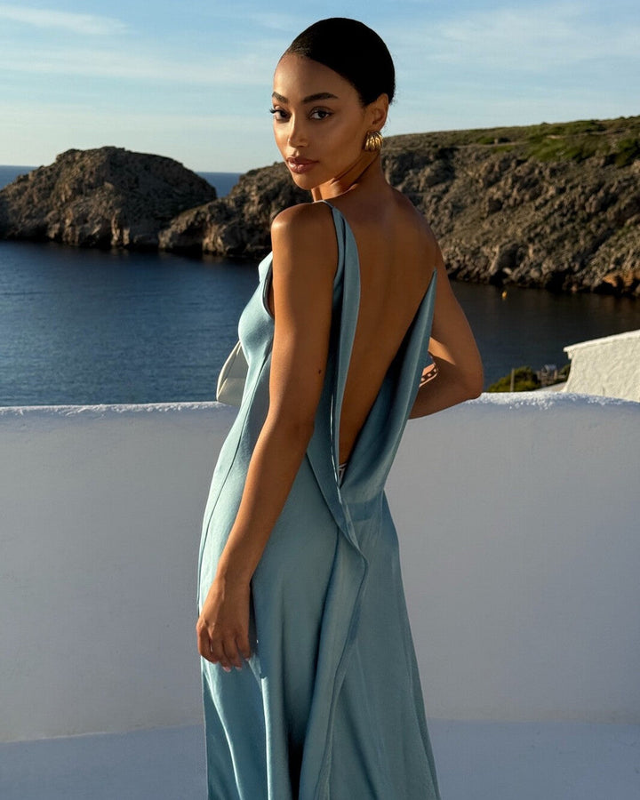 Lena Glänzendes Abendkleid Lang Schlitz