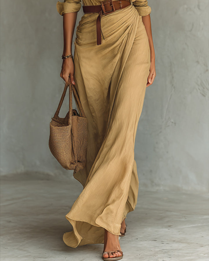 Lena Hemdblusenkleid lang gegürtet