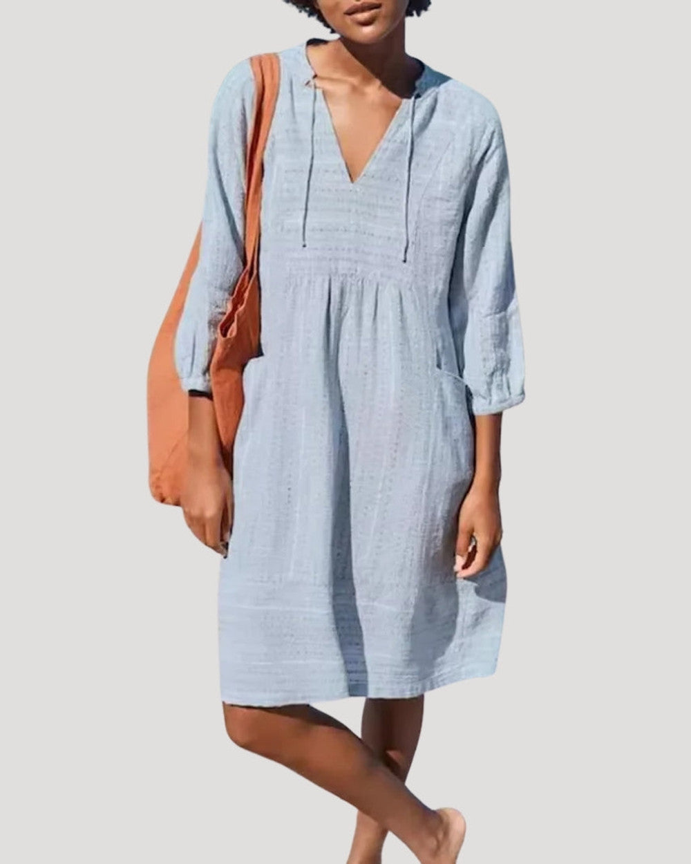 Lena Leinen Sommerkleid V-Ausschnitt
