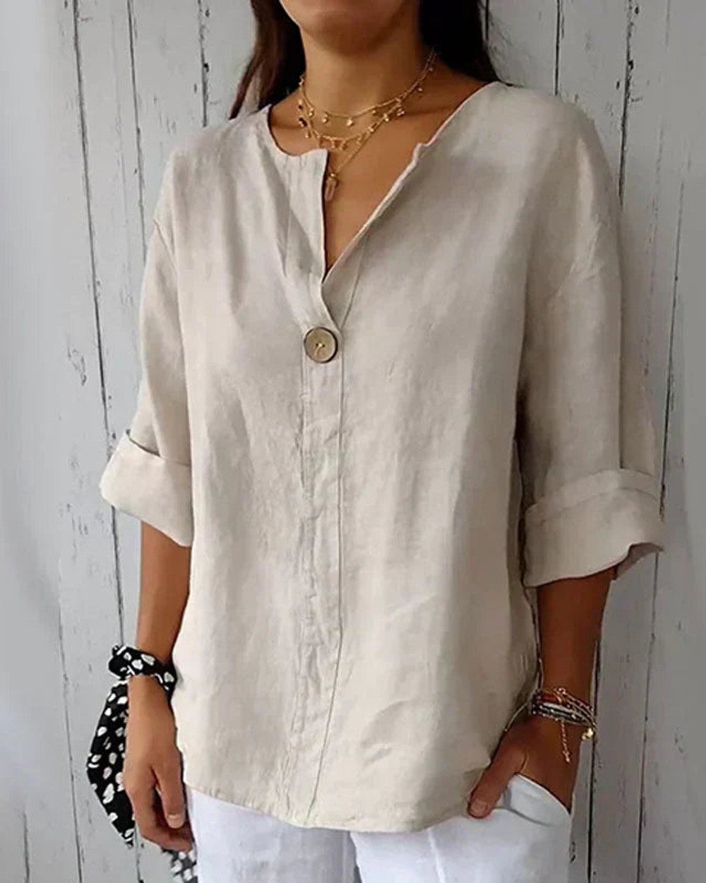 Denzel Vielseitige Knopf Bluse Damen