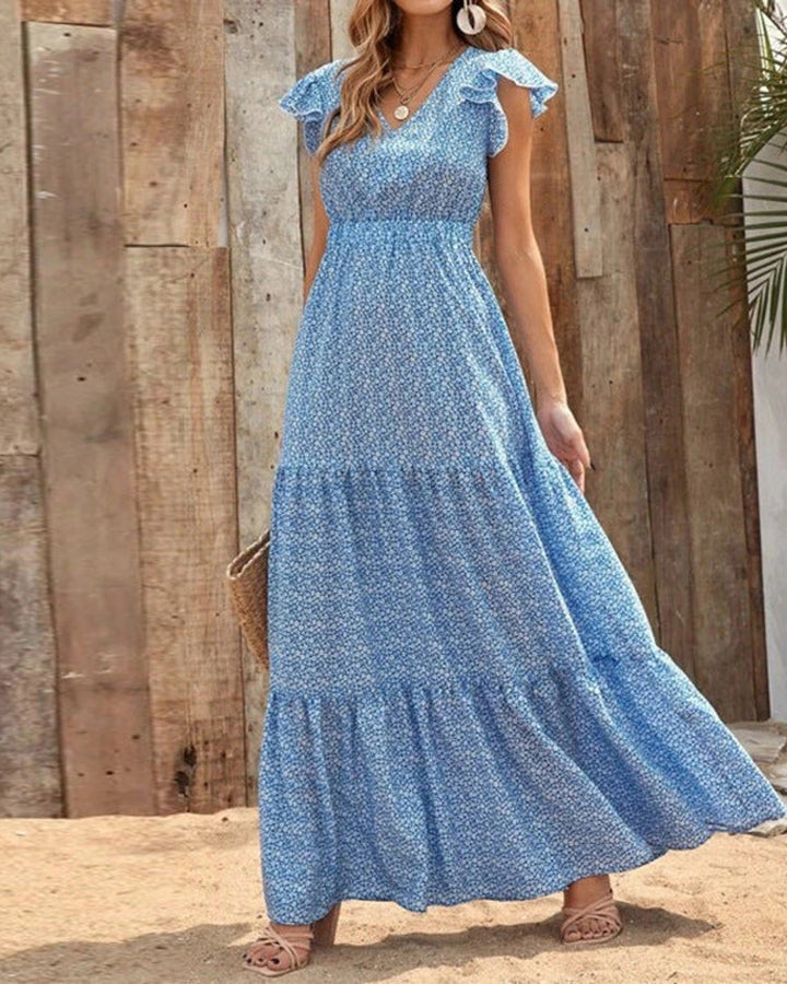 Mia Sommerkleid Blumenmuster V-Ausschnitt