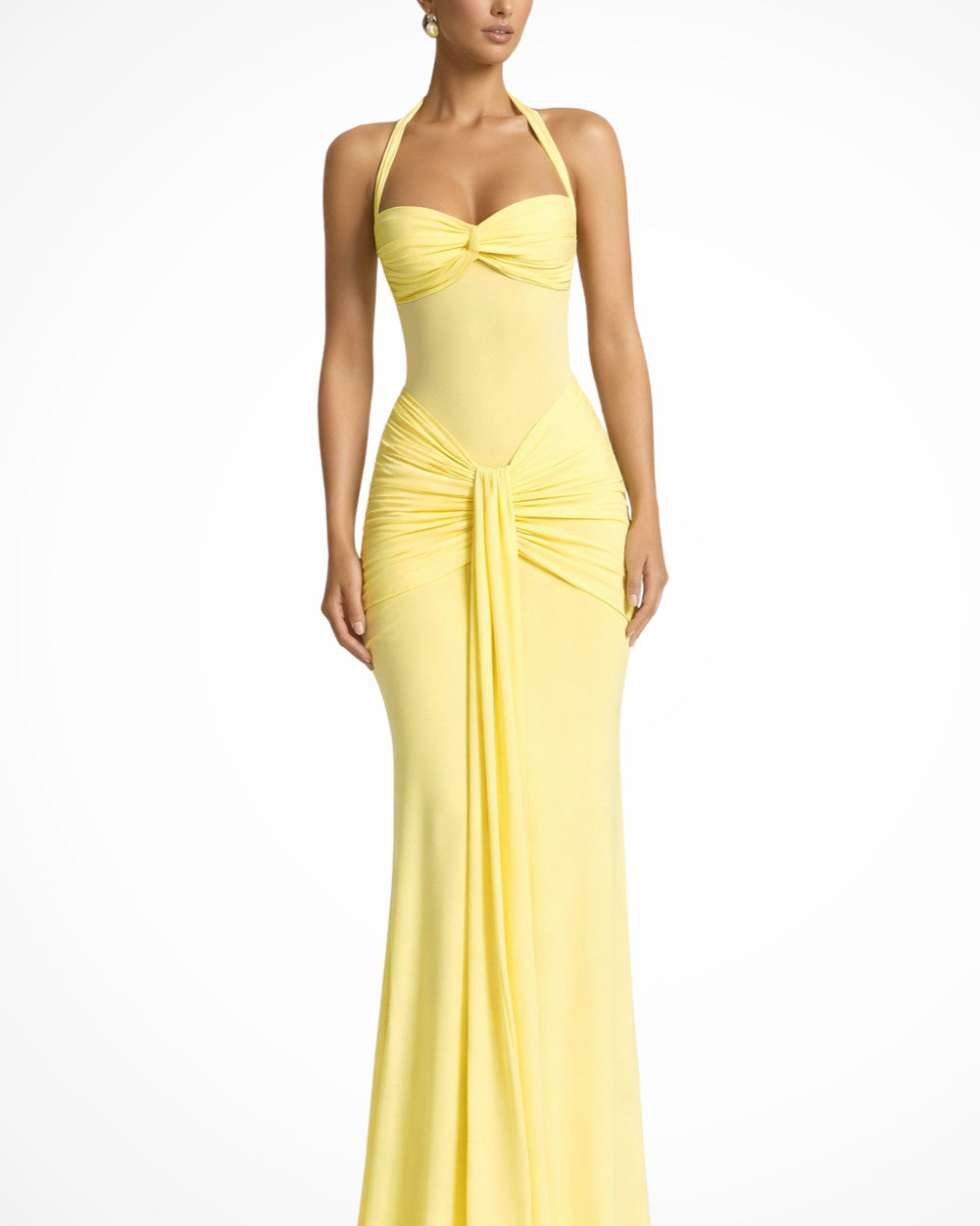 Celine Neckholder Raffung Maxikleid