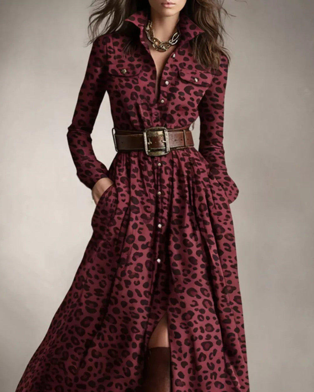 Lena Kariertes Maxikleid Hemdkleid