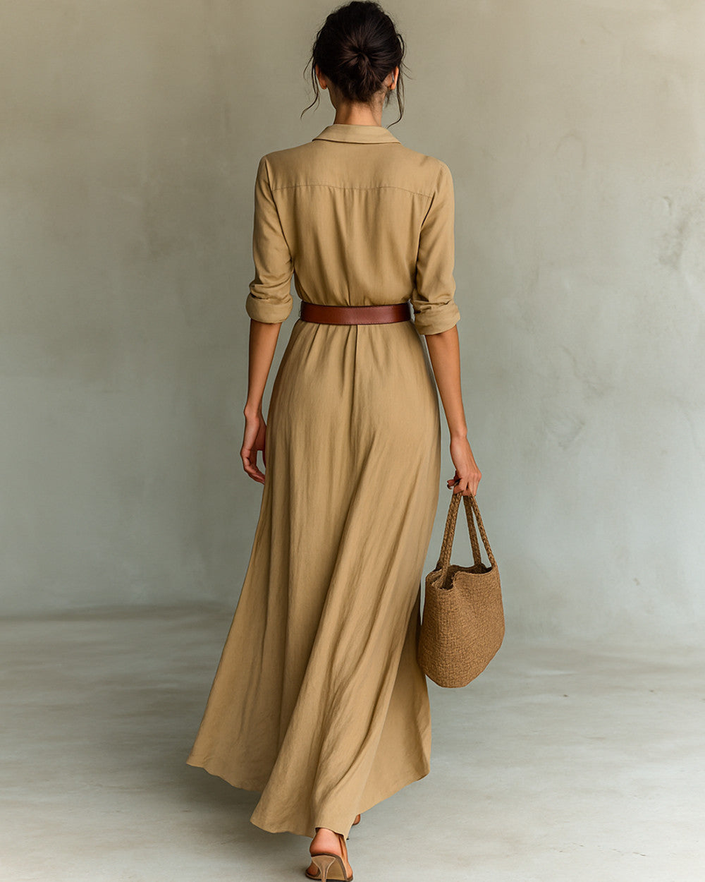 Lena Hemdblusenkleid lang gegürtet