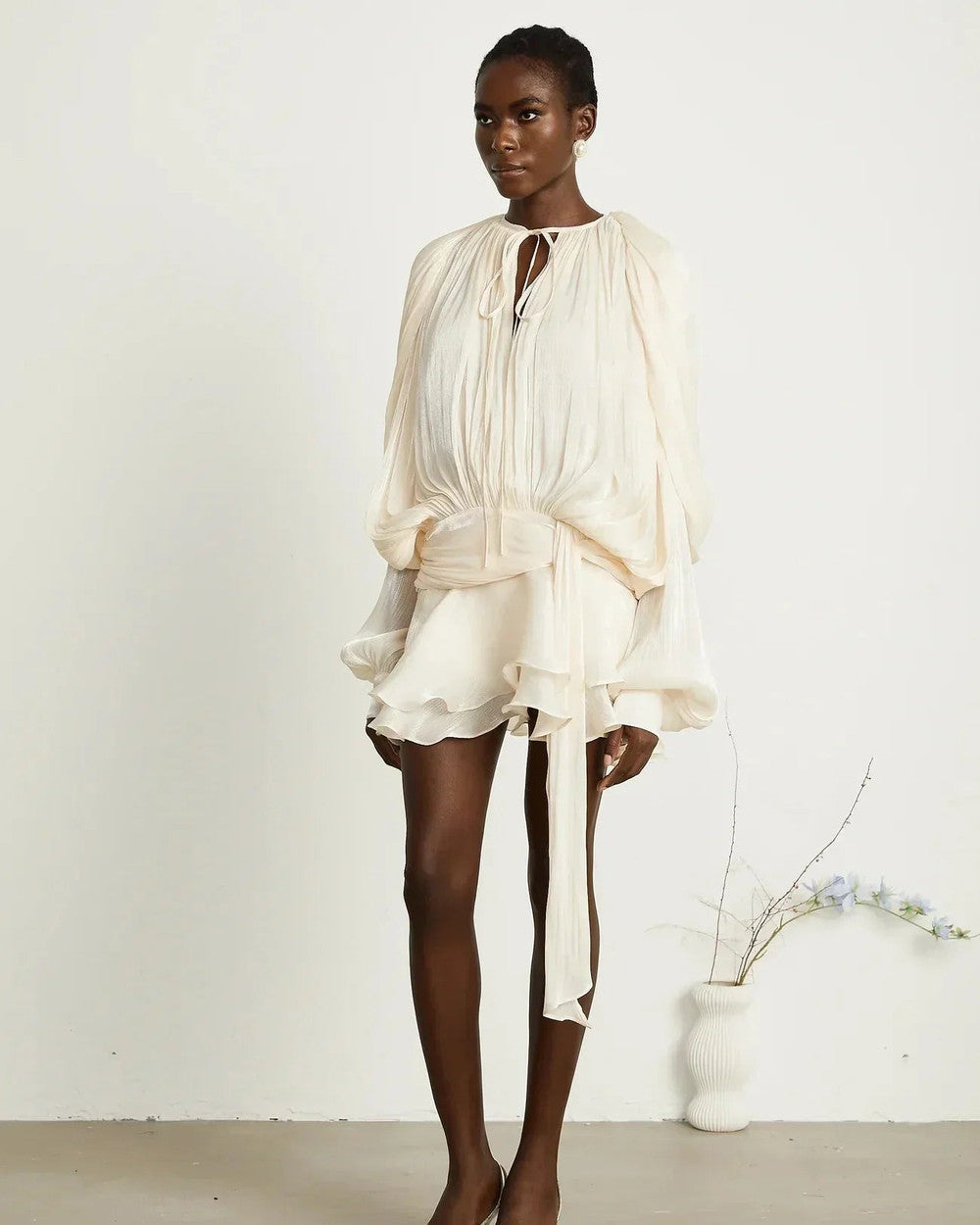 Lena Fließendes Kurzkleid Gürtel