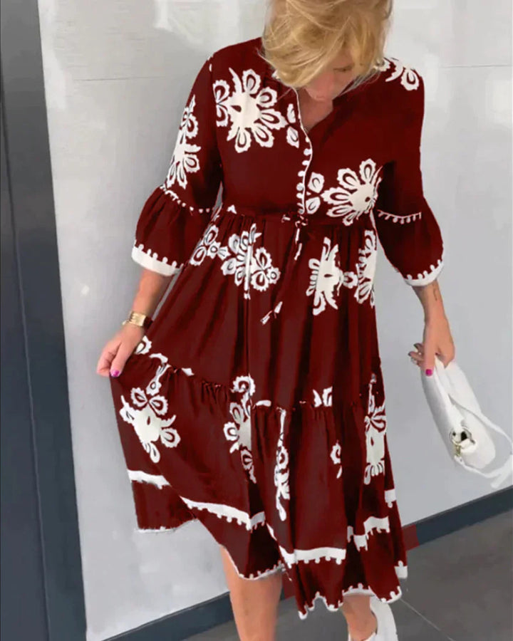 Lena Herbstkleid mit Blumendruck