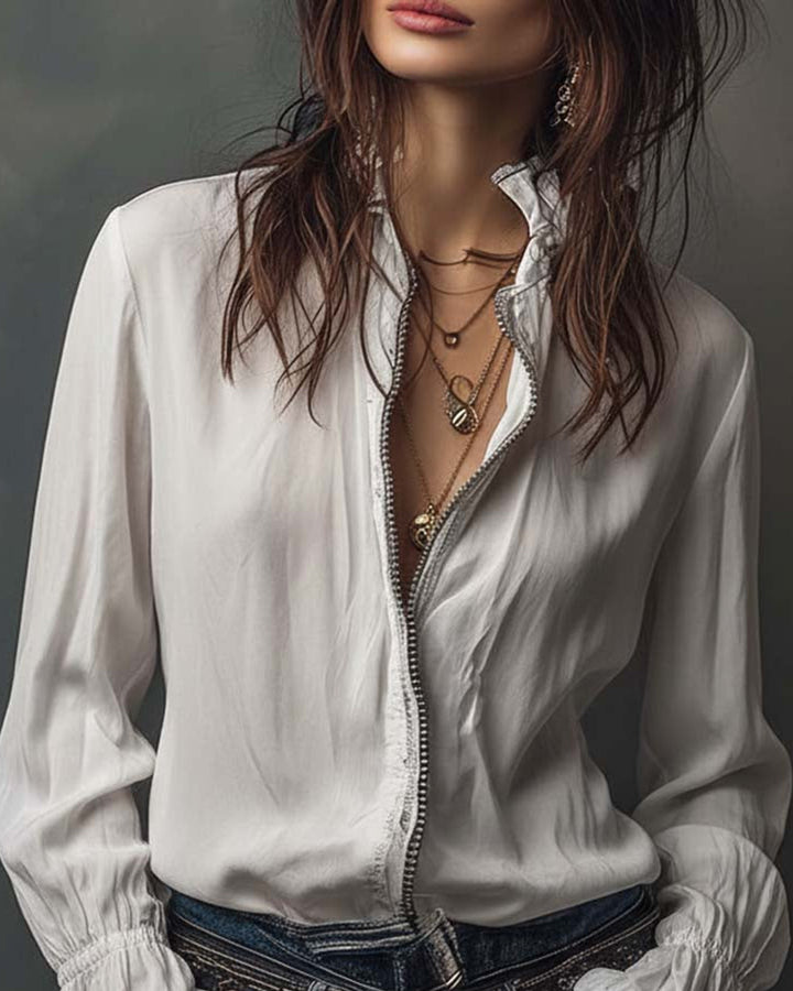 Emma Weiße Bluse mit Rüschen