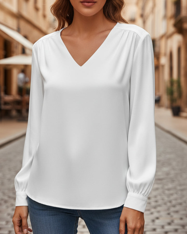 Alina Satinbluse V-Ausschnitt Damen