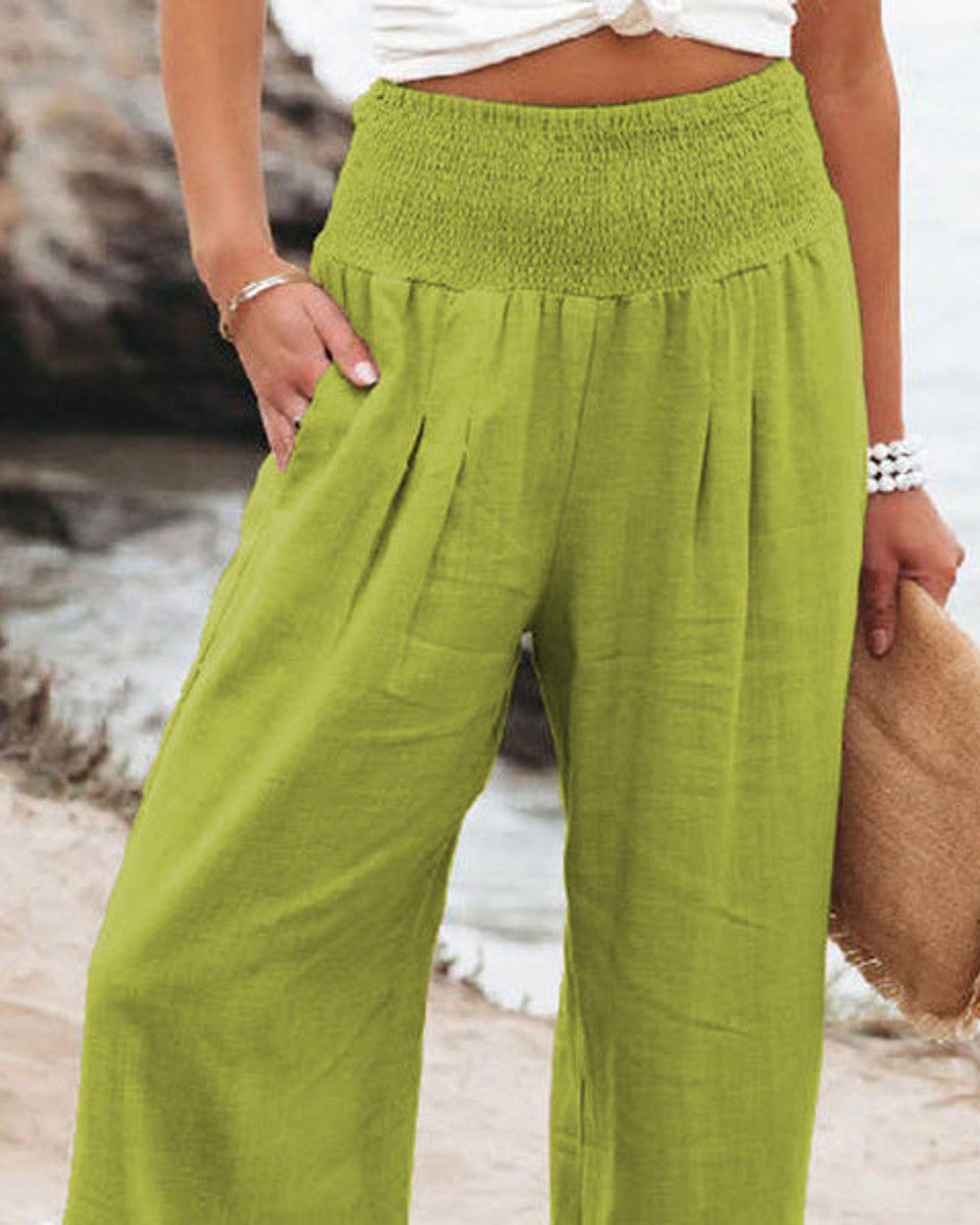Lena Leinen Stoffhose mit Taschen