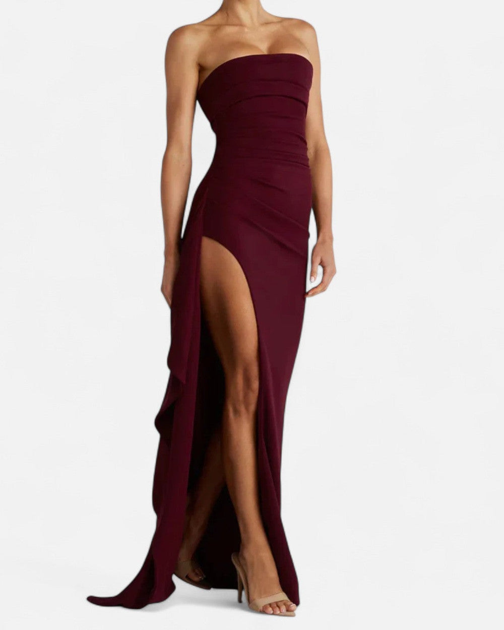 Lena Trägerloses Abendkleid mit Schlitz