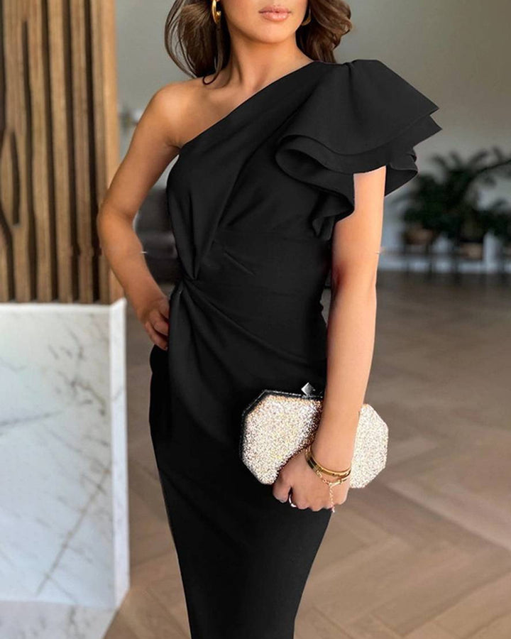 Alina Einshoulder Abendkleid mit Volants