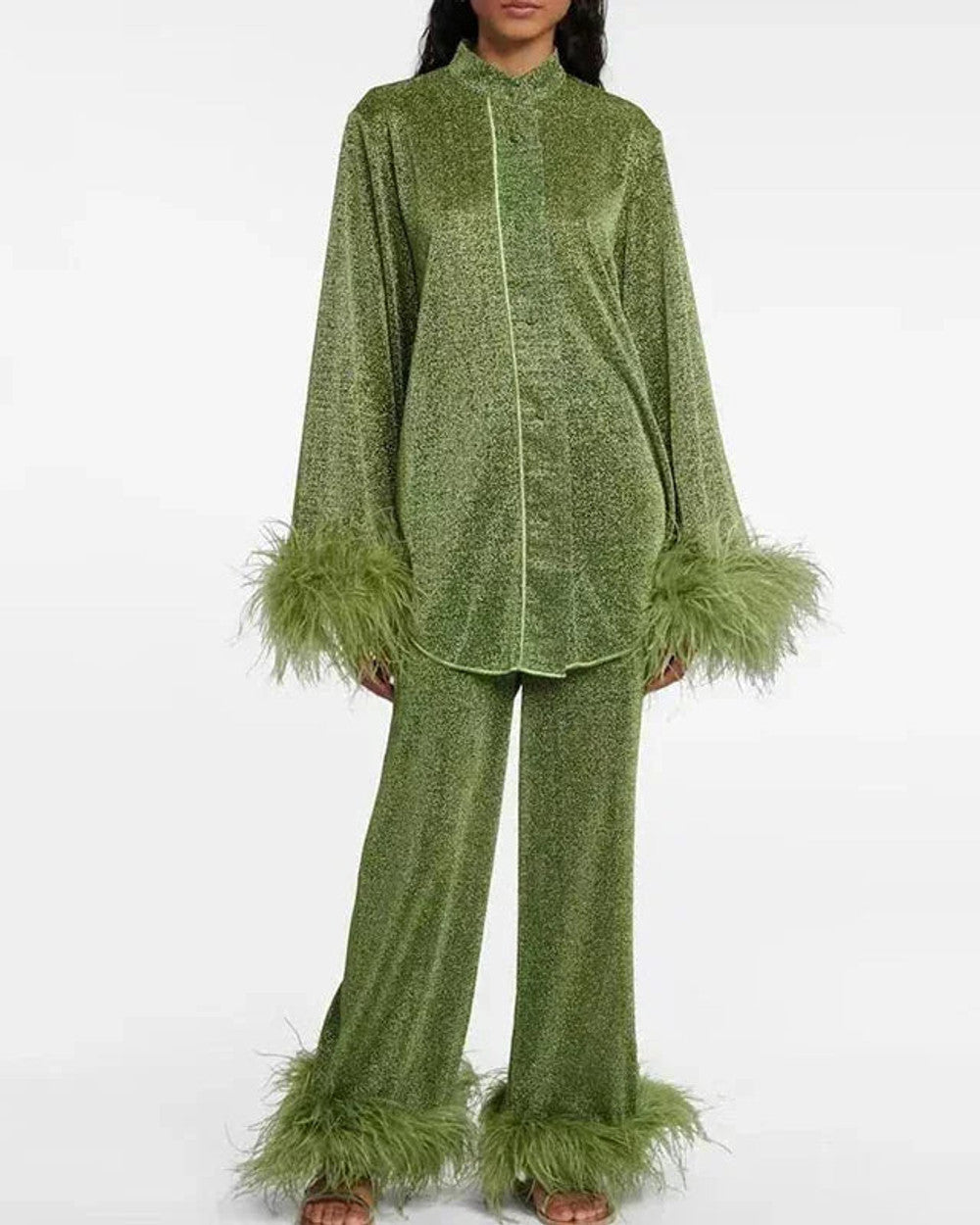 Lena Glanzset Federärmel Abendzweiteil