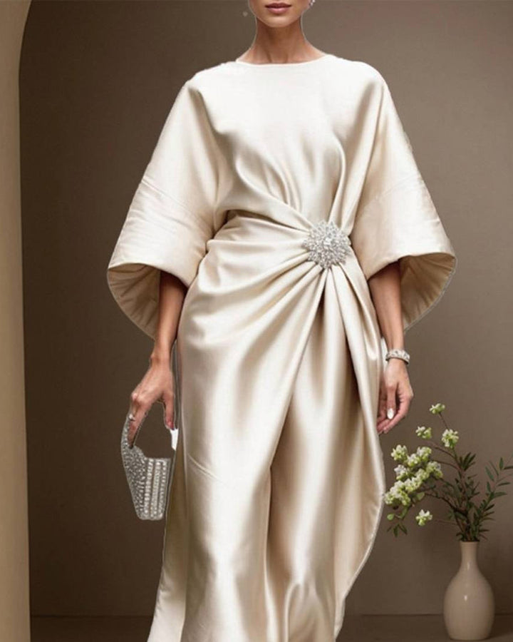 Lena Langes Abendkleid Satin Rundhals