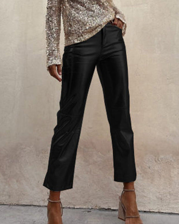 Sinclair Metallische Kunstleder Hose Damen