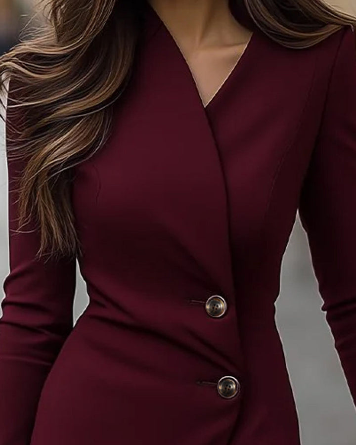 Alina Wickelkleid Knopfleiste Burgund