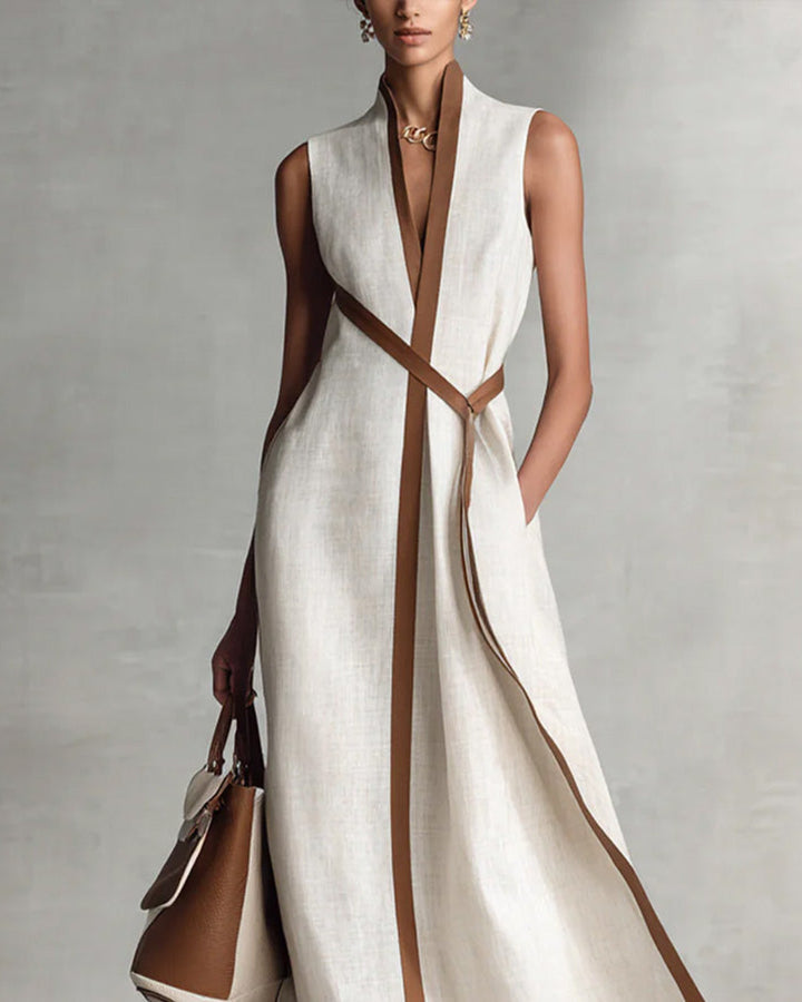 Lena Ärmelloses Leinen Sommerkleid