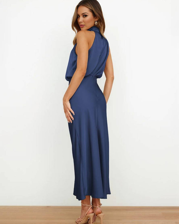 Lena Langes Abendkleid Neckholder Satin