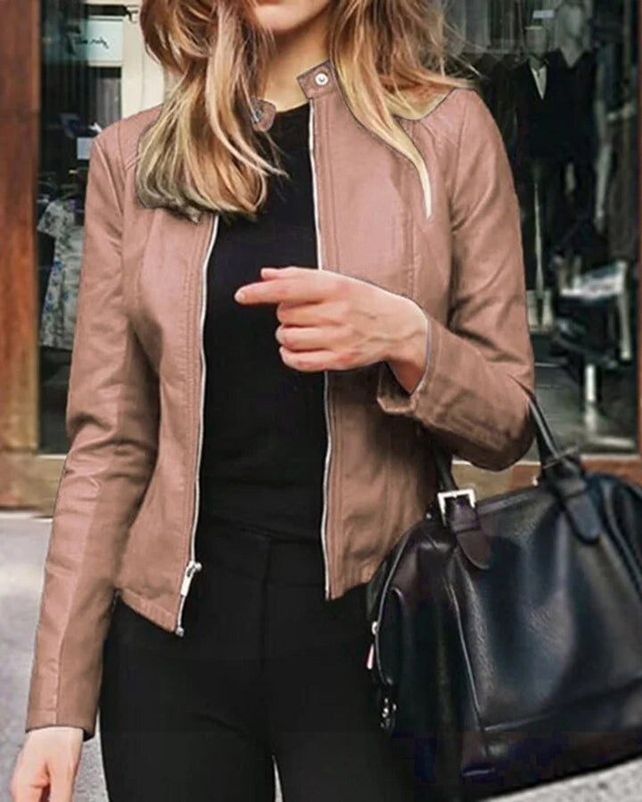 Lena Glatte Kunstlederjacke Damen