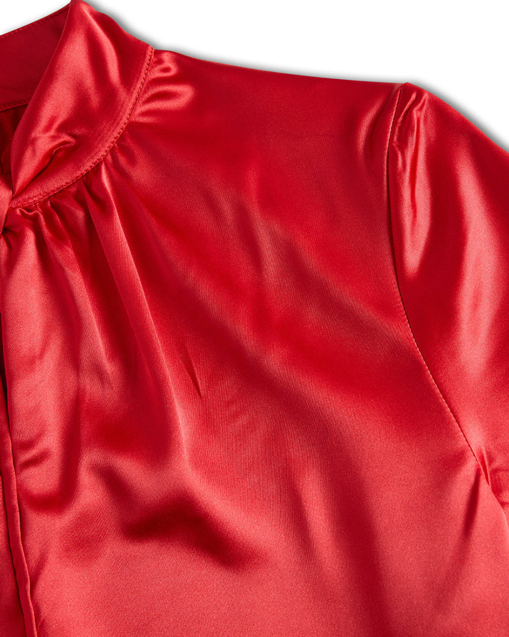 Lena Weiße Satin-Bluse Schlüsselloch