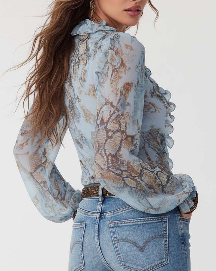 Nina Gerüschte Chiffon Bluse Damen