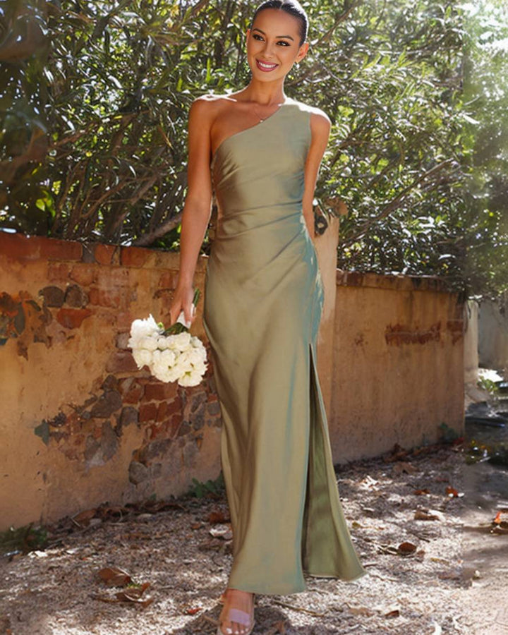 Lena Satin Abendkleid Einschulter