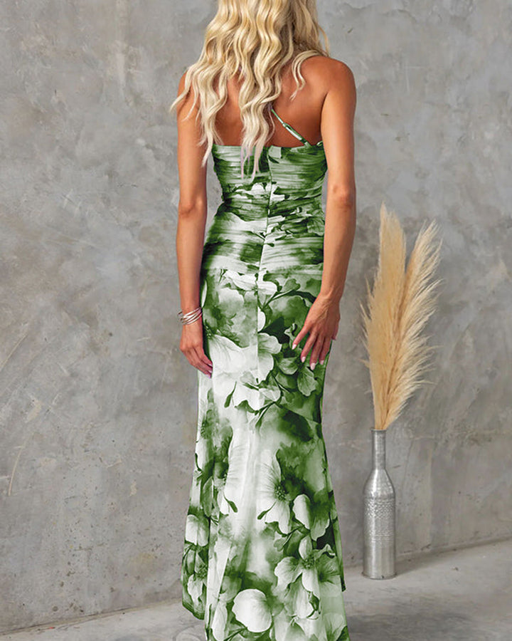 Deja Maxikleid Blumenmuster Asymmetrisch