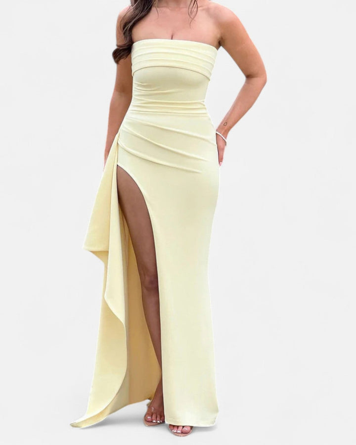 Lena Trägerloses Abendkleid mit Schlitz
