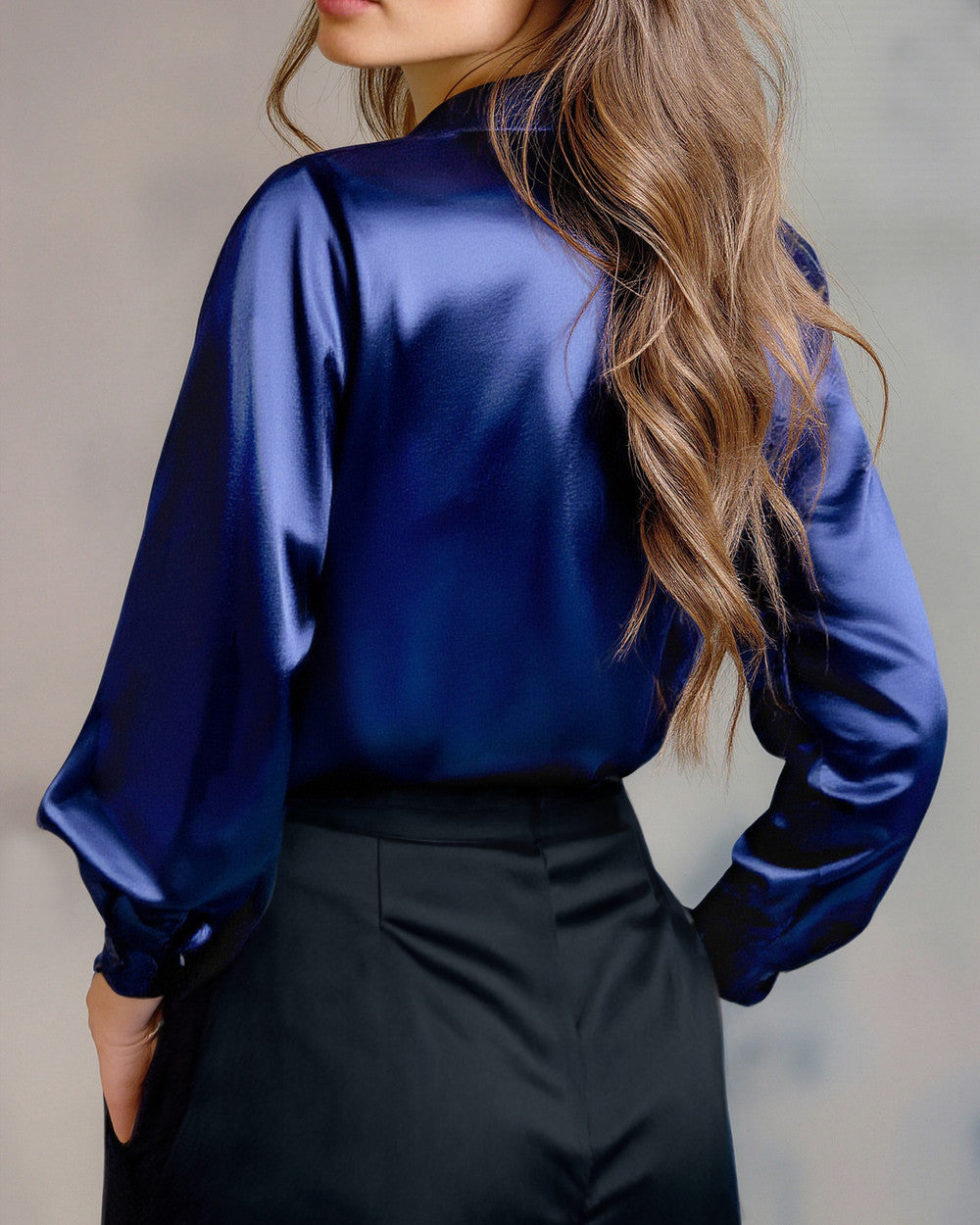 Lena Satin Bluse Langarm
