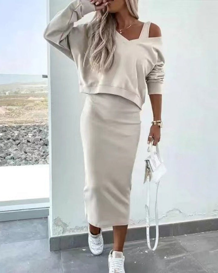 Lena Midi Kleid mit Pullover Set