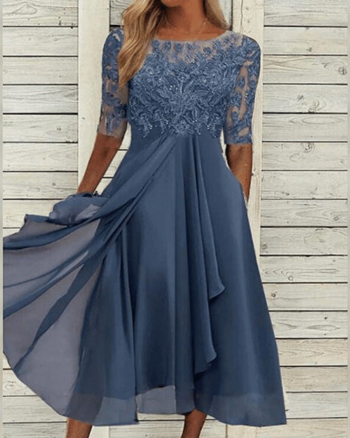 Savannah Damen Chiffon Mittellanges Kleid
