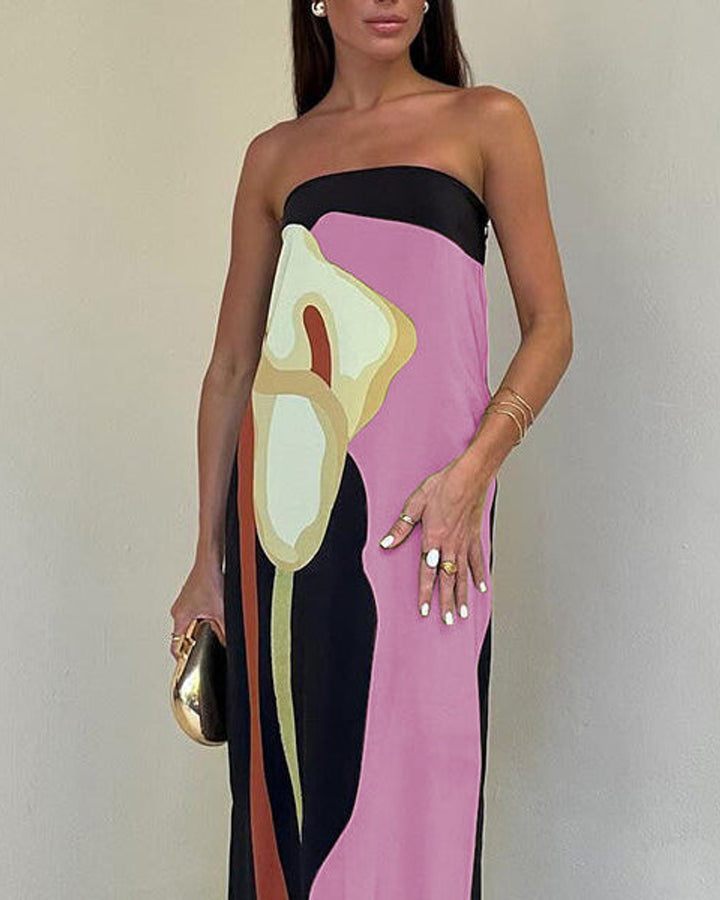 Jaime Schulterfreies Maxikleid Blumenmuster